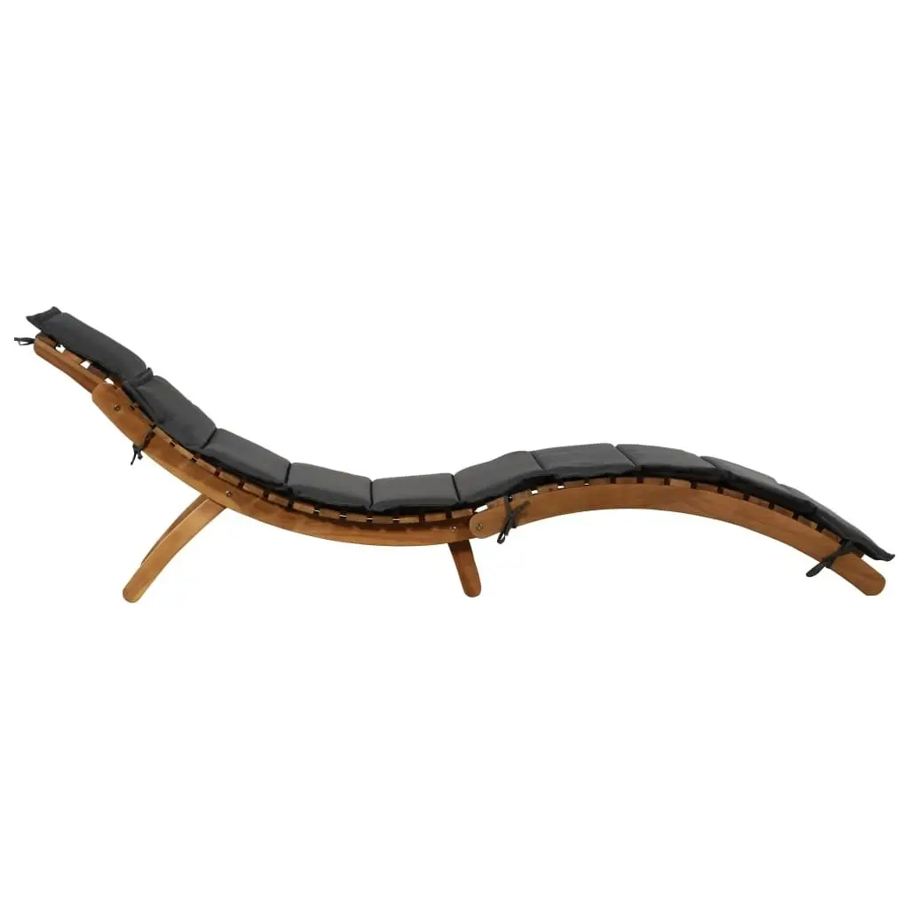 Sun Lounger with Cushion Solid Acacia Wood Dark Grey 46651