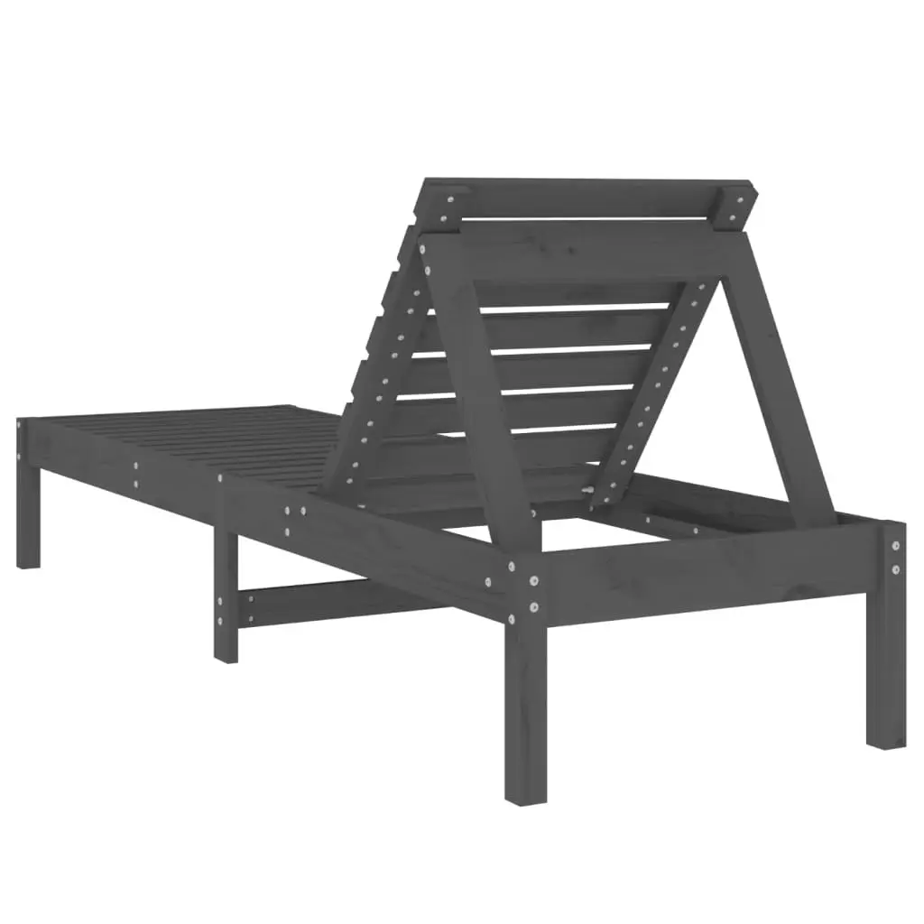 Sun Loungers 2 pcs Grey 199.5x60x74 cm Solid Wood Pine 825070