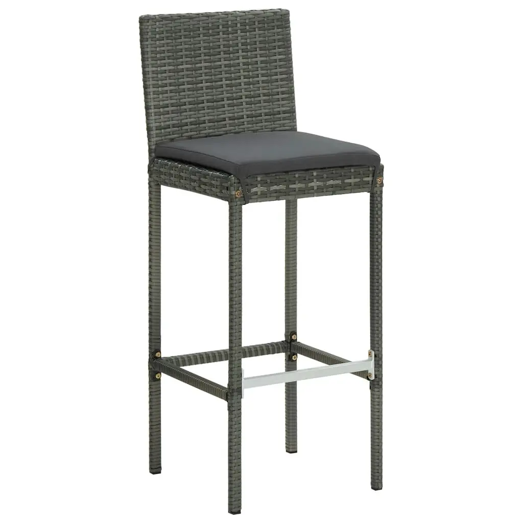 Garden Bar Stools with Cushions 4 pcs Grey Poly Rattan 313438