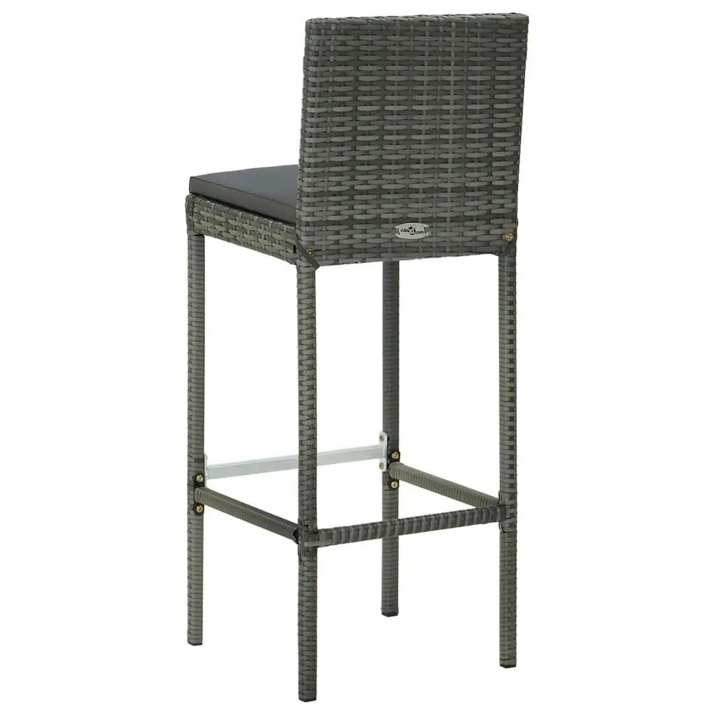 Garden Bar Stools with Cushions 4 pcs Grey Poly Rattan 313438