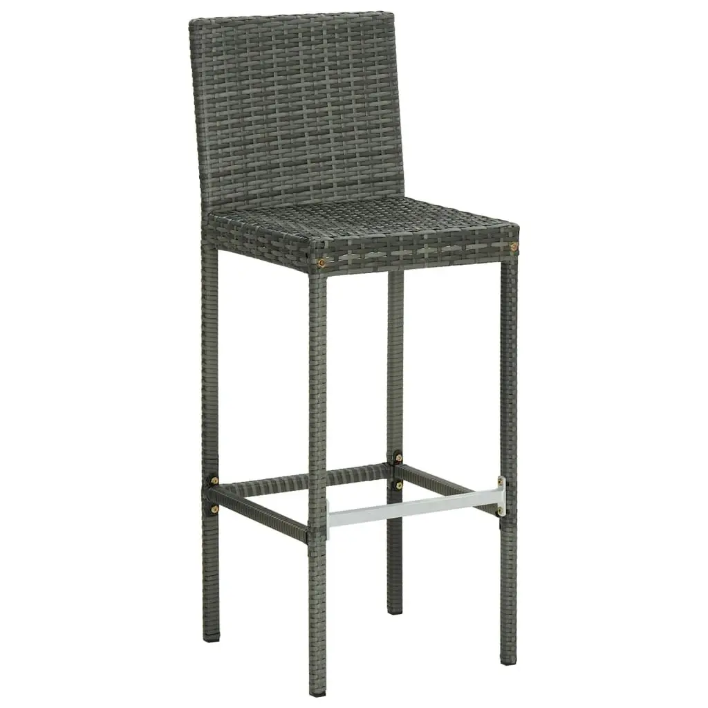 Garden Bar Stools with Cushions 4 pcs Grey Poly Rattan 313438