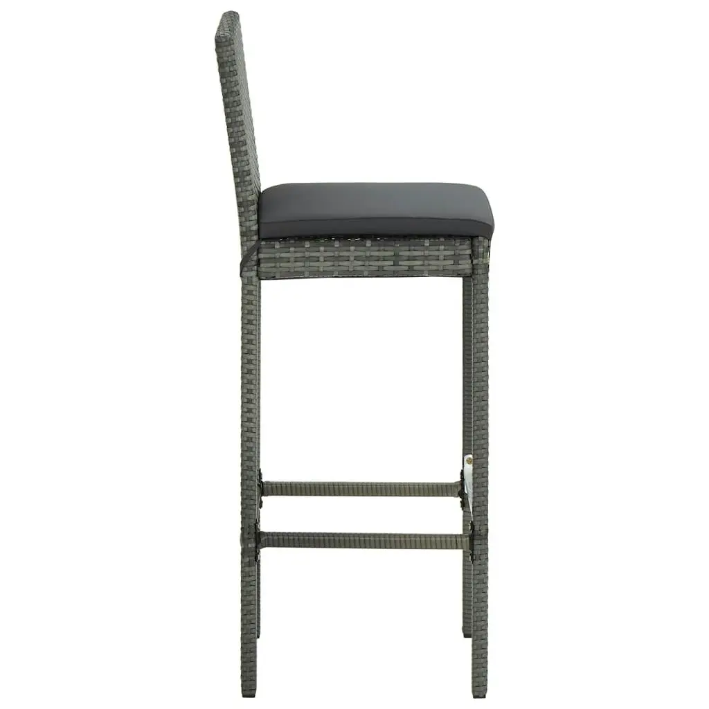 Garden Bar Stools with Cushions 4 pcs Grey Poly Rattan 313438