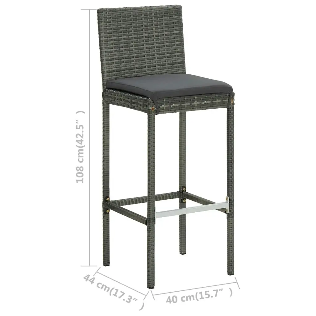 Garden Bar Stools with Cushions 4 pcs Grey Poly Rattan 313438