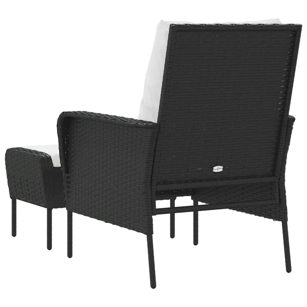 Garden Chair with Footstool Black Poly Rattan 364116