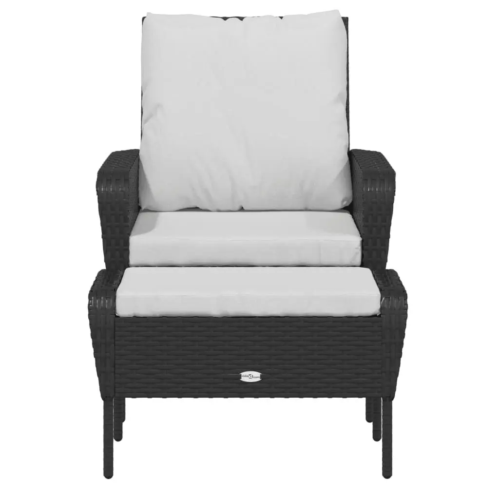 Garden Chair with Footstool Black Poly Rattan 364116