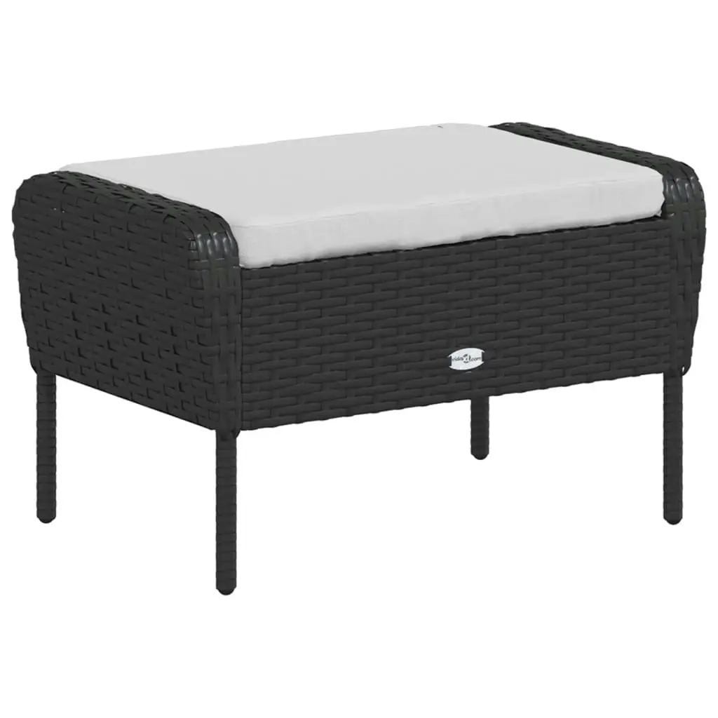 Garden Chair with Footstool Black Poly Rattan 364116