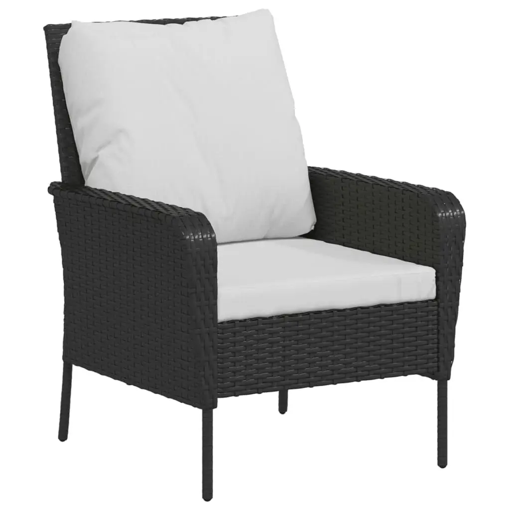 Garden Chair with Footstool Black Poly Rattan 364116