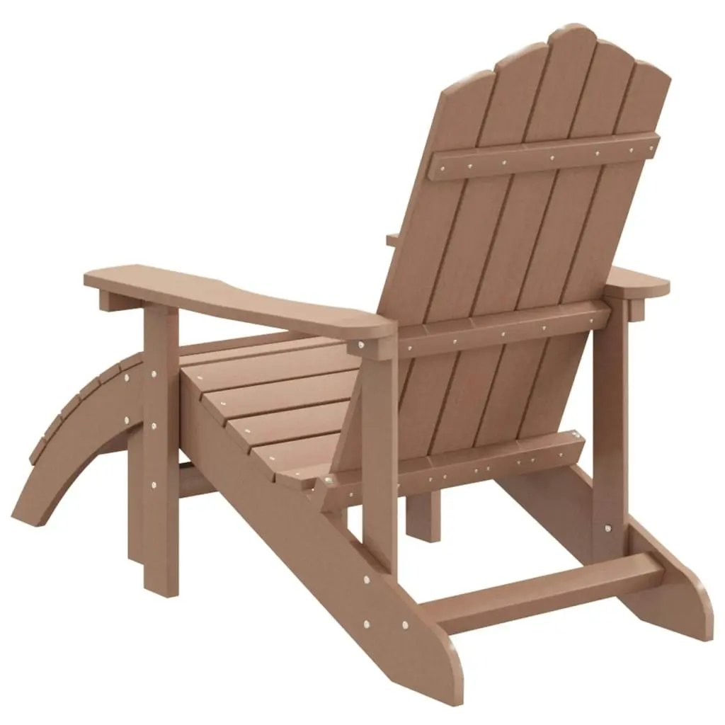 Garden Adirondack Chair with Footstool HDPE Brown 318647