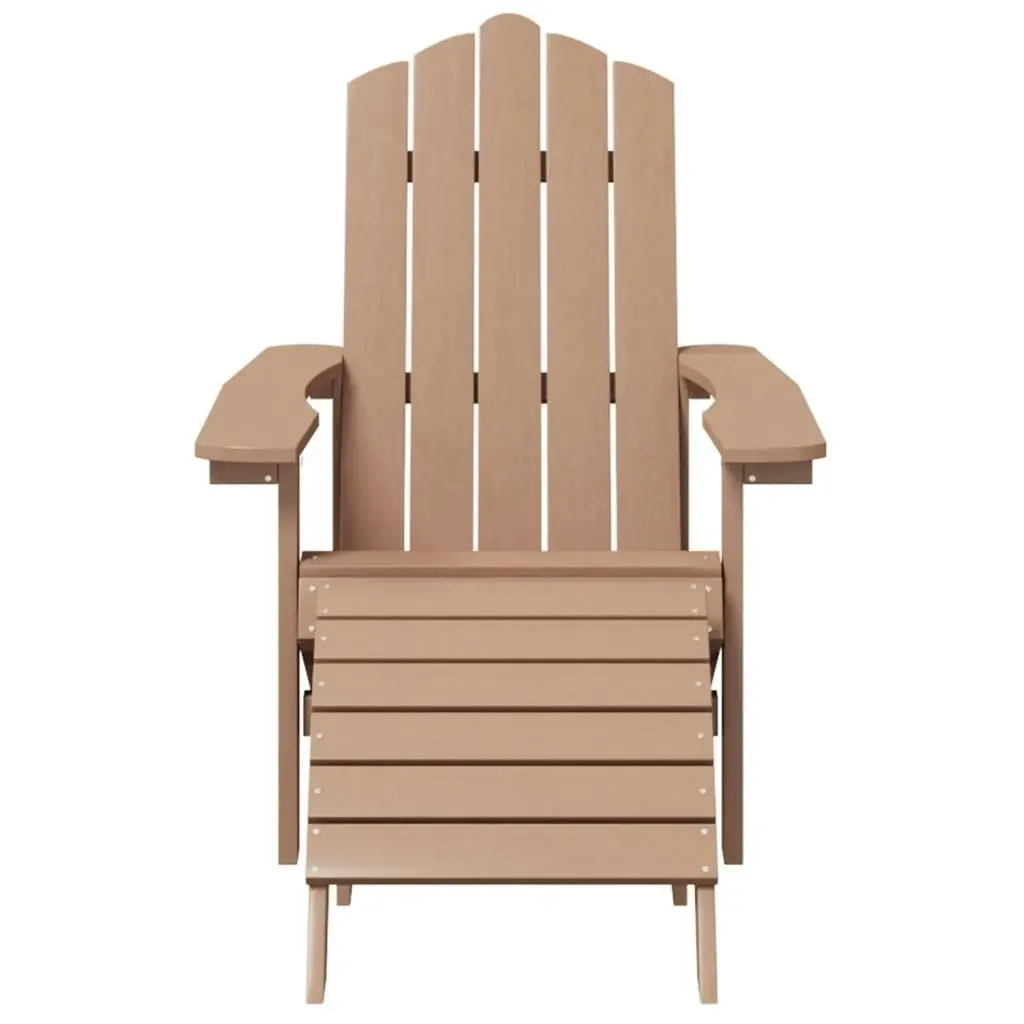 Garden Adirondack Chair with Footstool HDPE Brown 318647