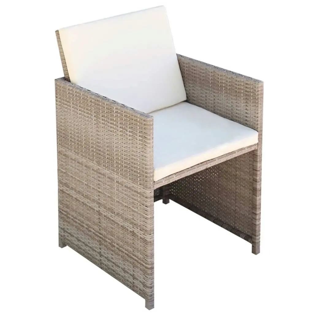 Garden Chairs 2 pcs with Cushions and Pillows Poly Rattan Beige 42561