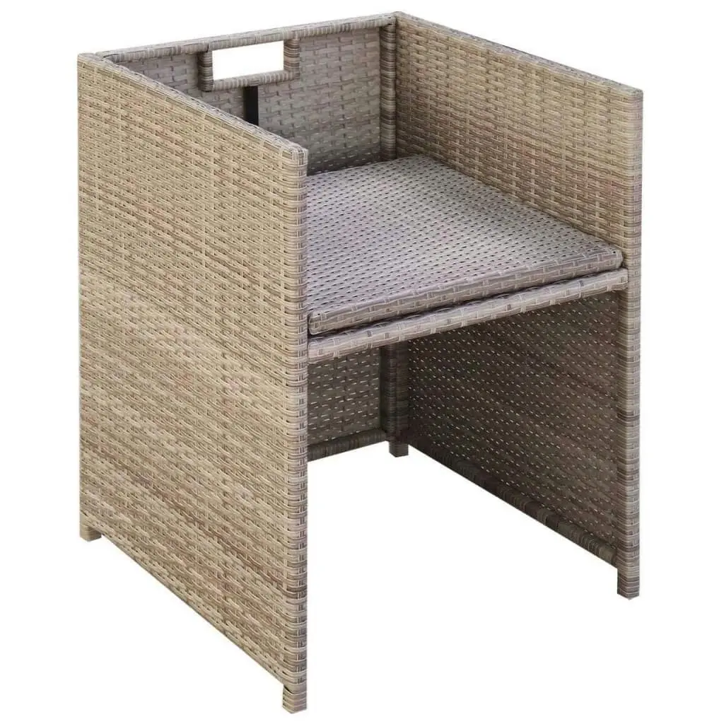 Garden Chairs 2 pcs with Cushions and Pillows Poly Rattan Beige 42561