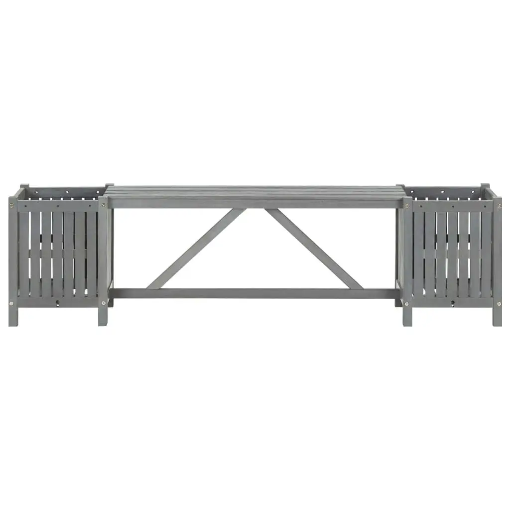 Garden Bench with 2 Planters 150cm Solid Acacia Wood Grey 311823