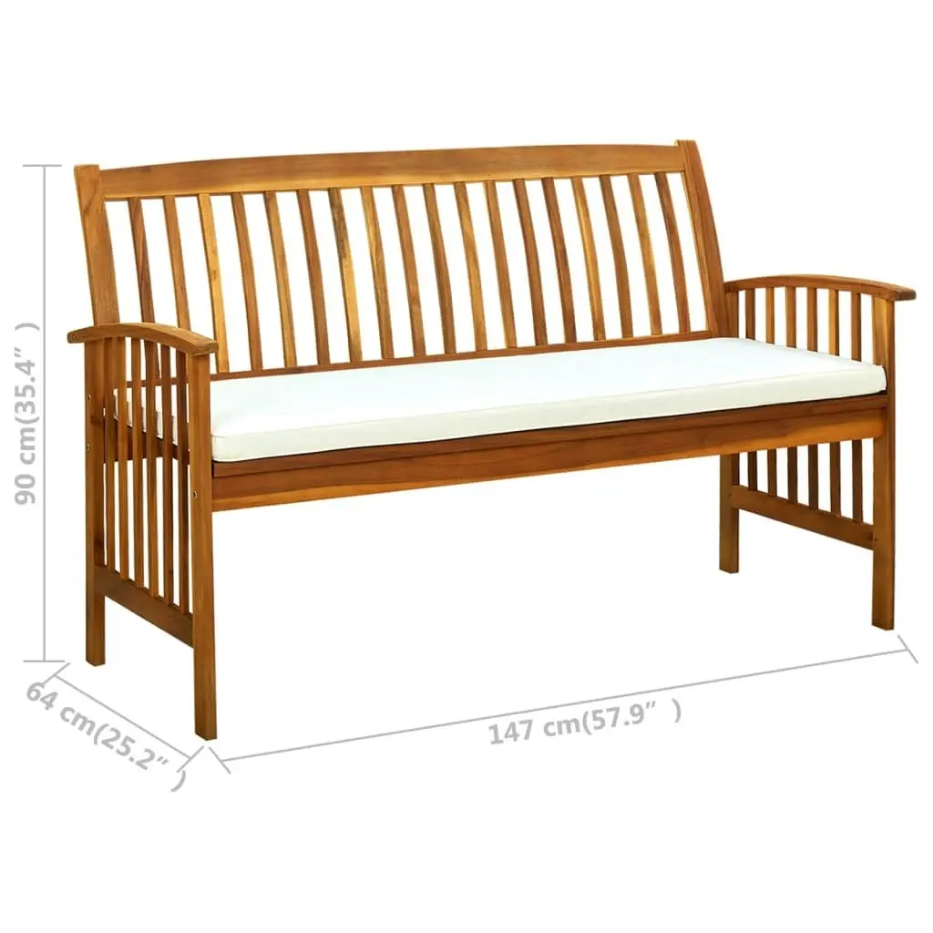 Garden Bench with Cushion 147 cm Solid Acacia Wood 312134