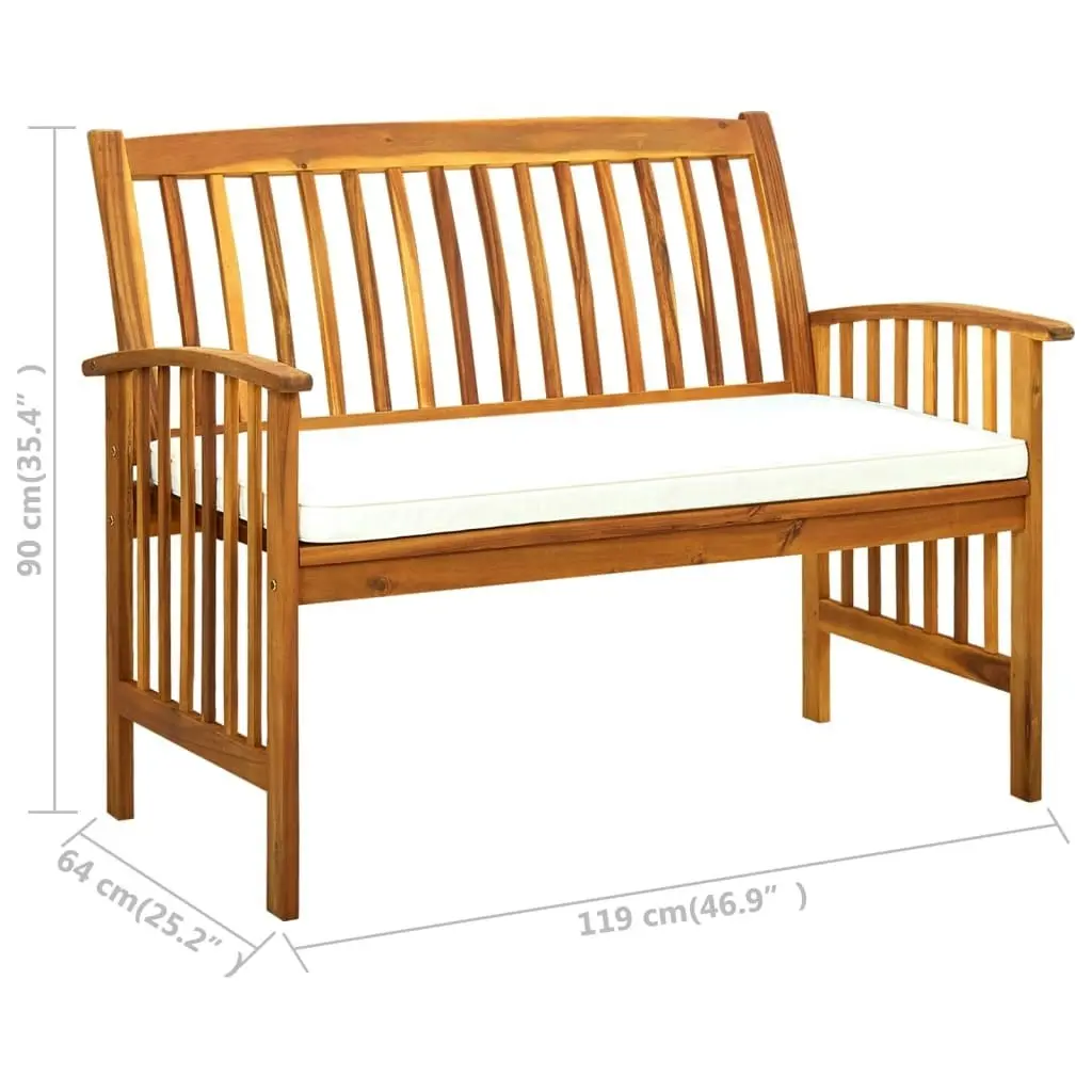 Garden Bench with Cushion 119 cm Solid Acacia Wood 312132