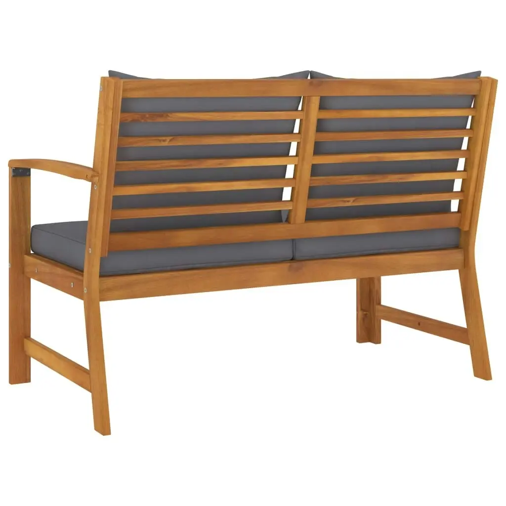 Garden Bench 114.5 cm with Dark Grey Cushion Solid Acacia Wood 311839