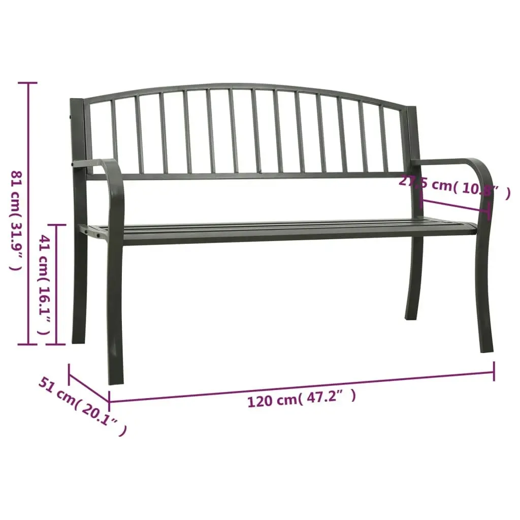 Garden Bench Grey 120 cm Steel 319581