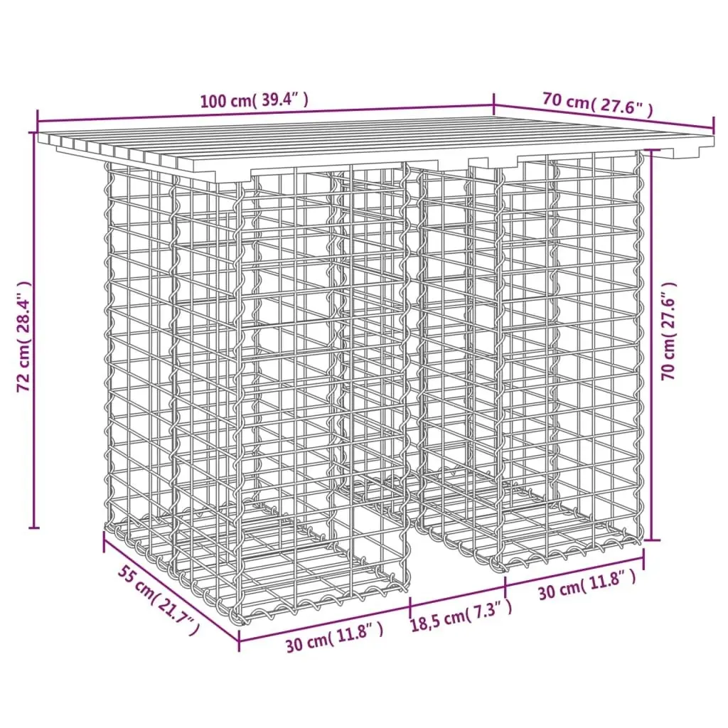 Garden Bench Gabion Design 100x70x72 cm Solid Wood Pine 834362