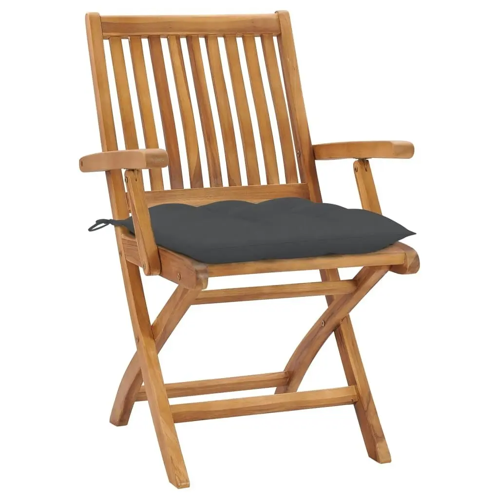 Garden Chairs 2 pcs with Anthracite Cushions Solid Teak Wood 3062421