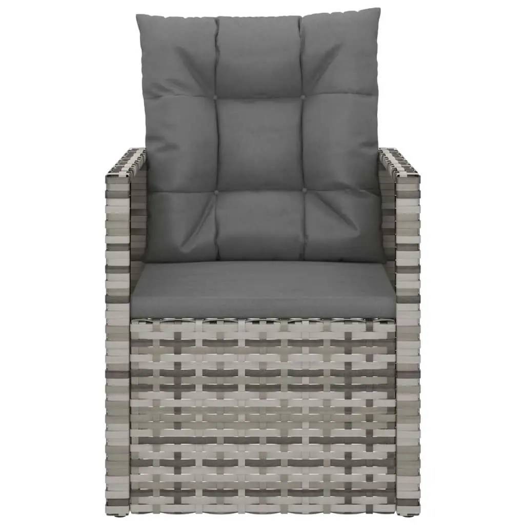 Garden Armchair with Cushions Grey Poly Rattan 362323