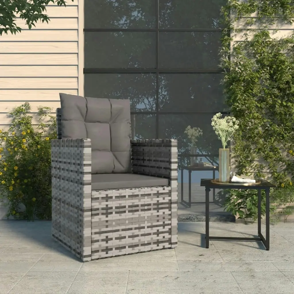 Garden Armchair with Cushions Grey Poly Rattan 362323