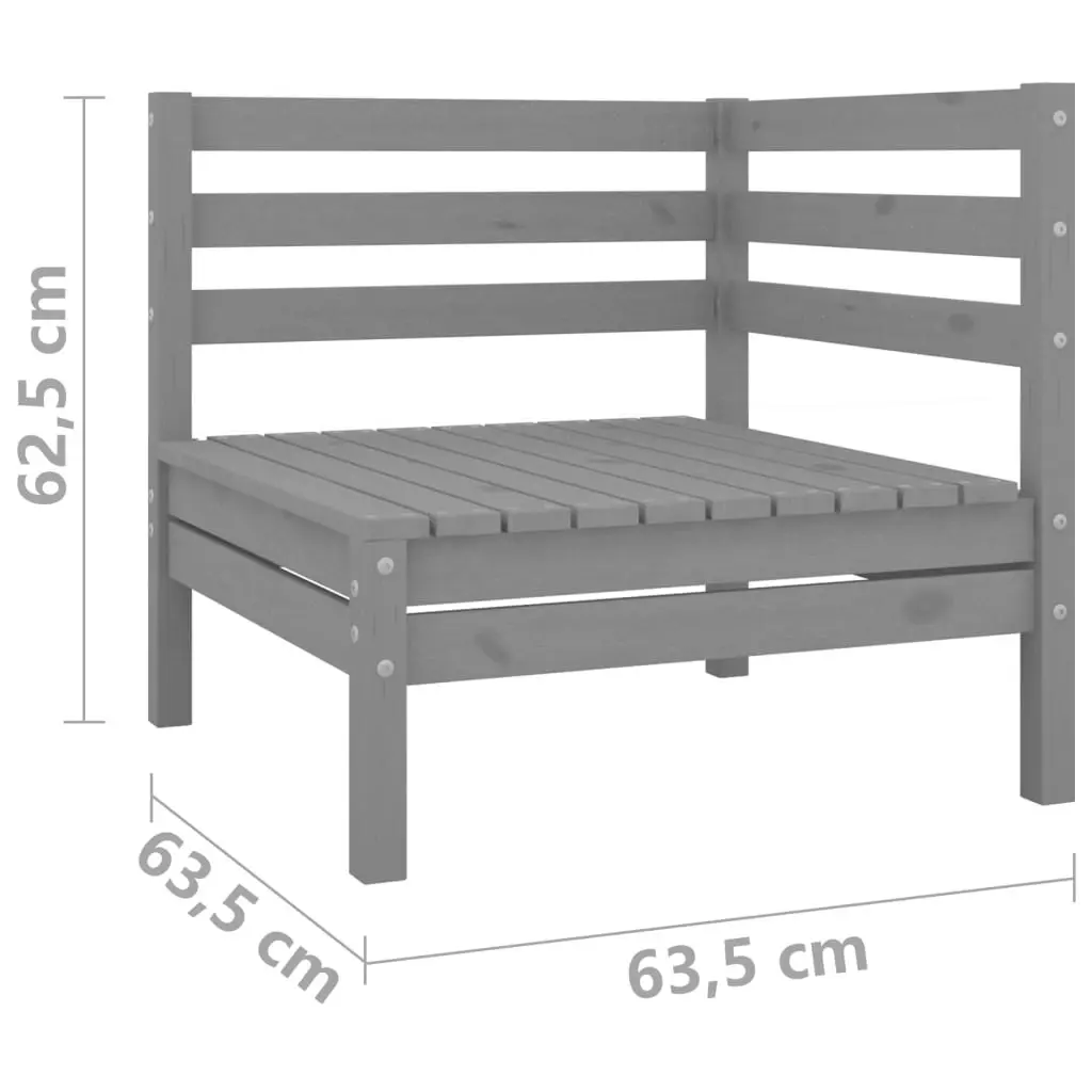 Garden 2-Seater Sofa Grey Solid Wood Pine 3082389