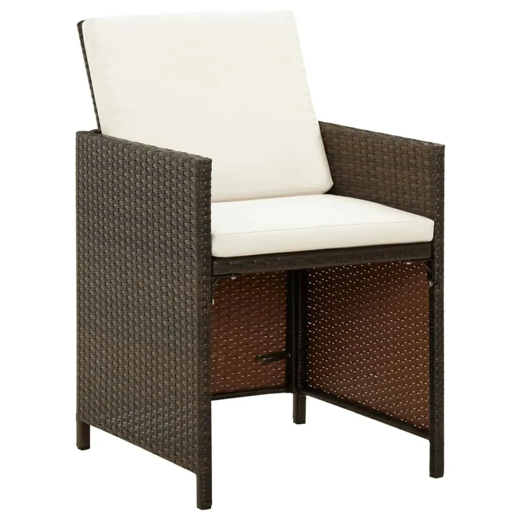 Garden Chairs with Cuhsions 4 pcs Poly Rattan Brown 316776