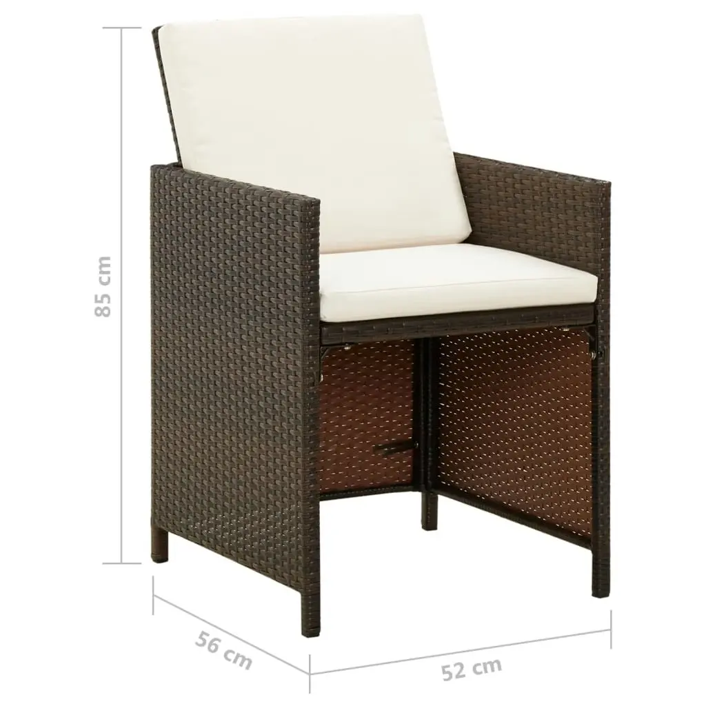 Garden Chairs with Cuhsions 4 pcs Poly Rattan Brown 316776