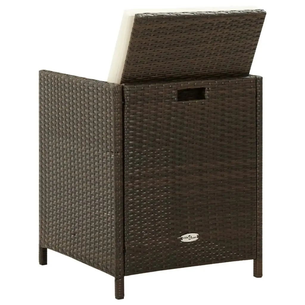 Garden Chairs with Cuhsions 4 pcs Poly Rattan Brown 316776