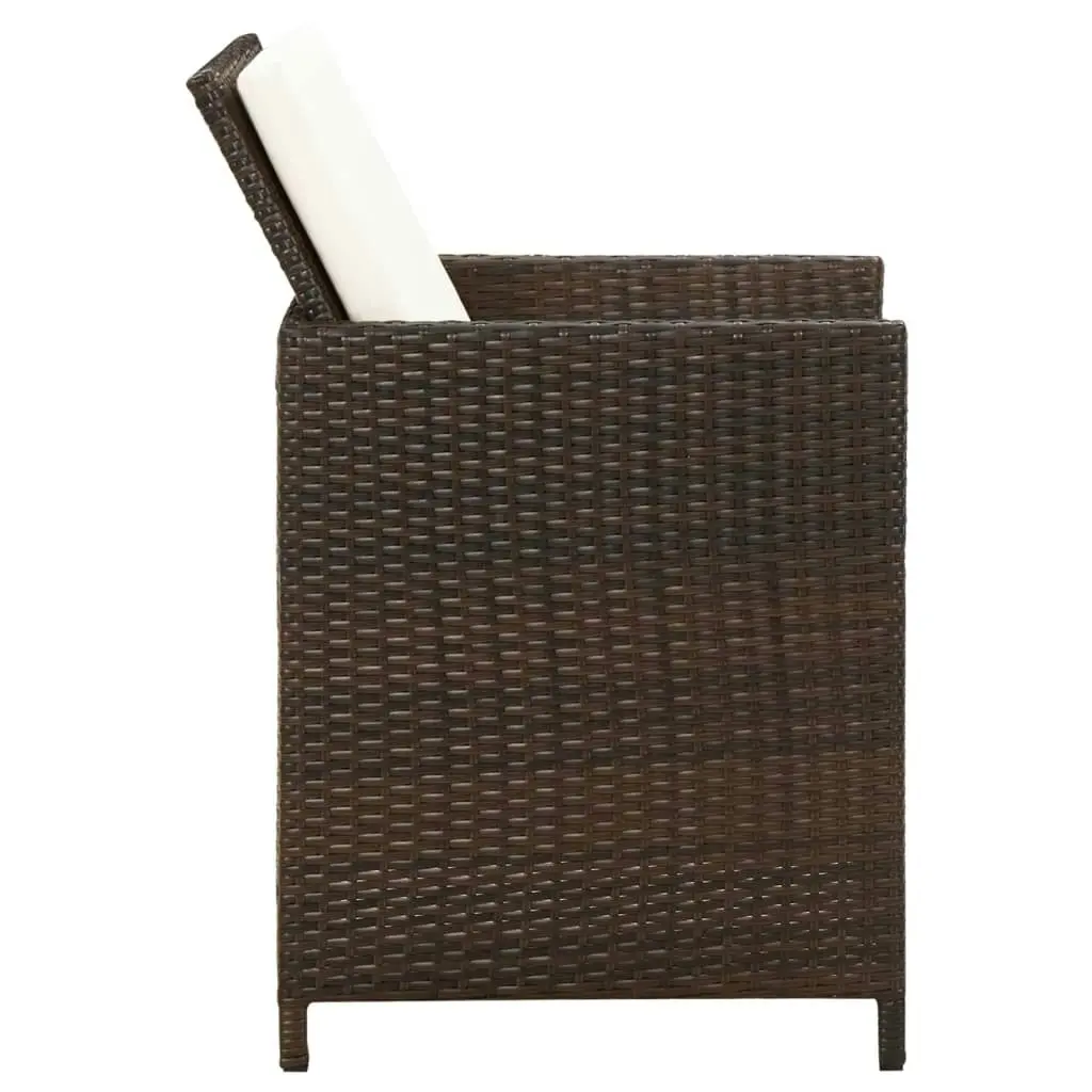 Garden Chairs with Cuhsions 4 pcs Poly Rattan Brown 316776