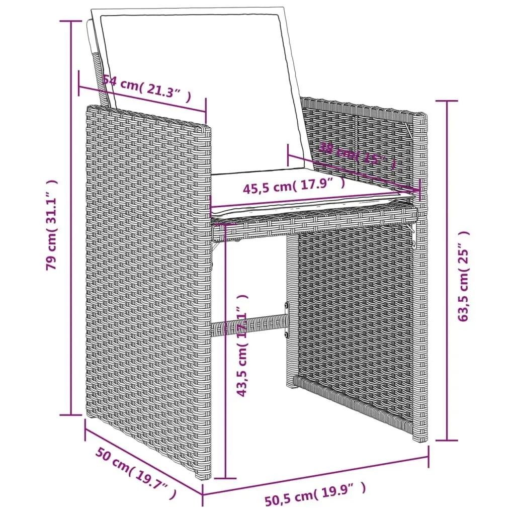 Garden Chairs with Cushions 4 pcs Light Grey Poly Rattan 364988