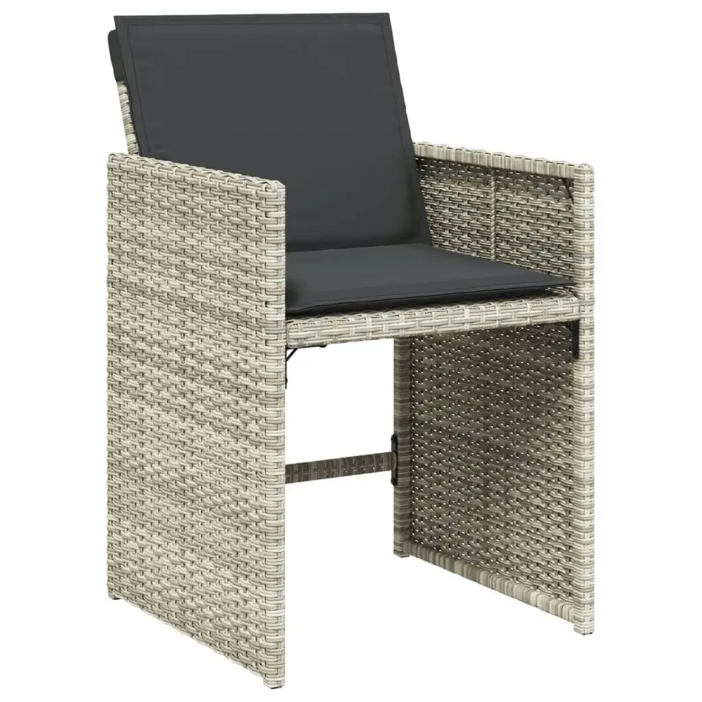 Garden Chairs with Cushions 4 pcs Light Grey Poly Rattan 364988