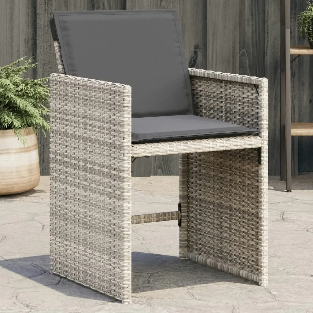 Garden Chairs with Cushions 4 pcs Light Grey Poly Rattan 364988