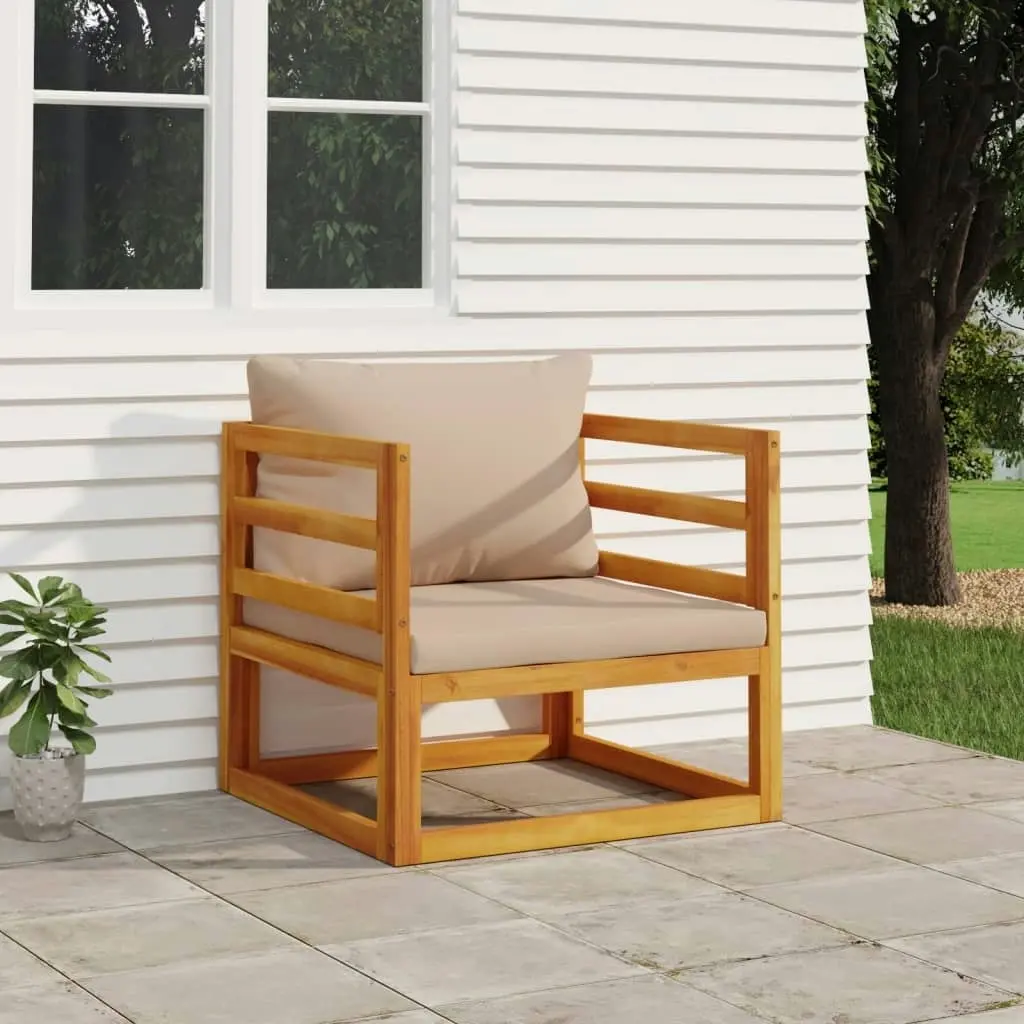 Garden Chair with Taupe Cushions Solid Wood Acacia 360007