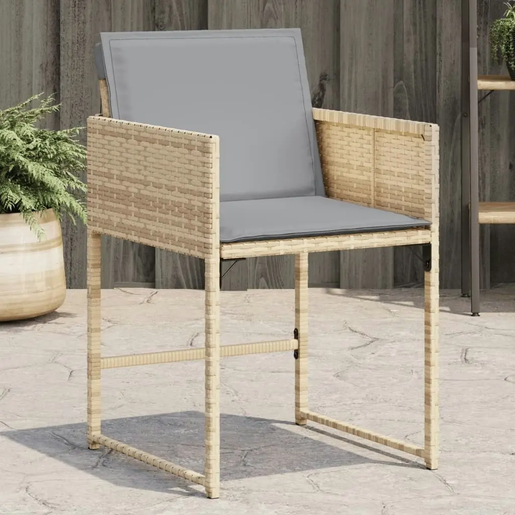 Garden Chairs with Cushions 4 pcs Mix Beige Poly Rattan 365006