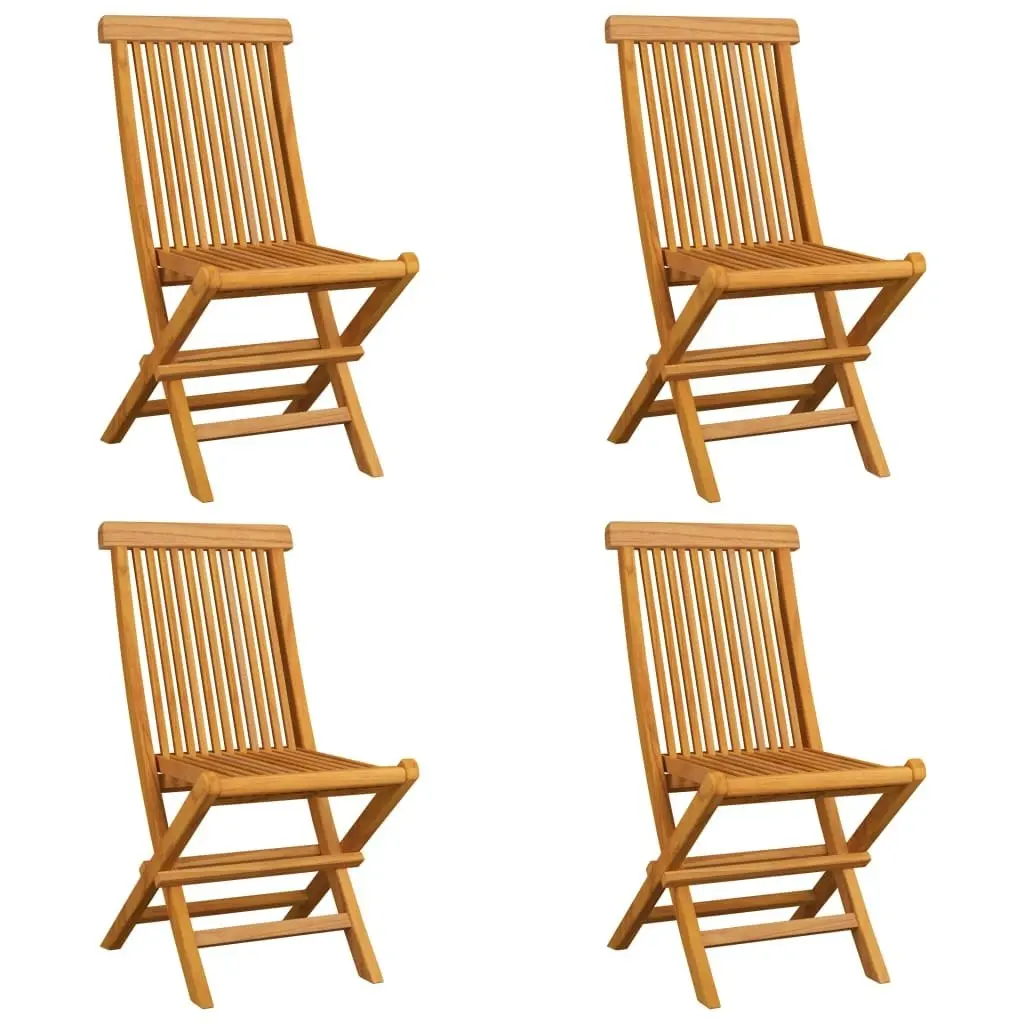 Garden Chairs with Cream White Cushions 4 pcs Solid Teak Wood 3062585