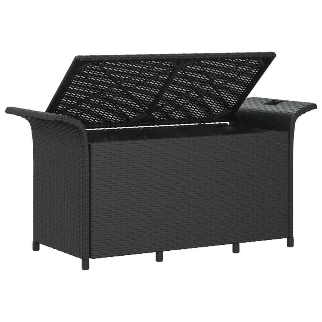 Garden Bench with Cushion Black 116x46x57 cm Poly Rattan 363417