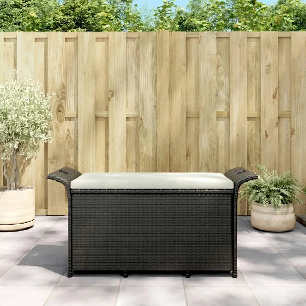 Garden Bench with Cushion Black 116x46x57 cm Poly Rattan 363417