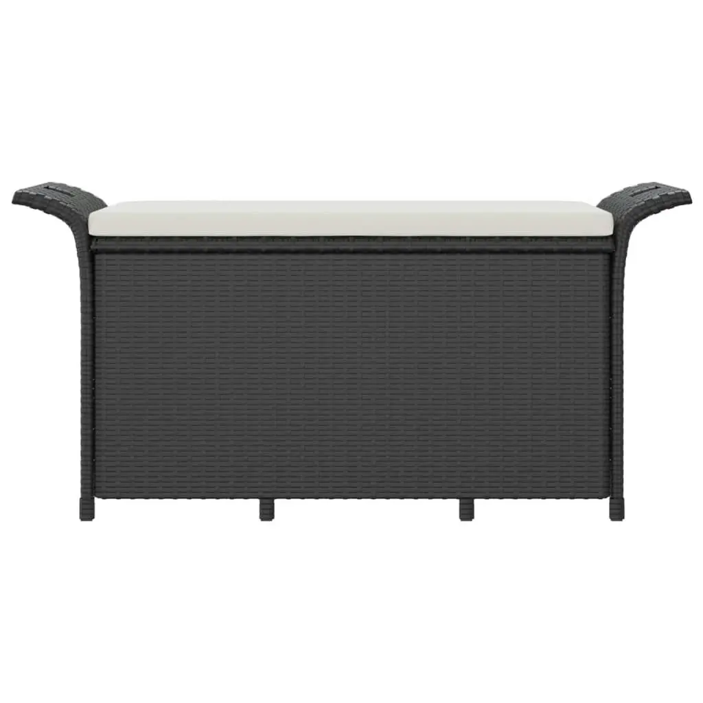 Garden Bench with Cushion Black 116x46x57 cm Poly Rattan 363417