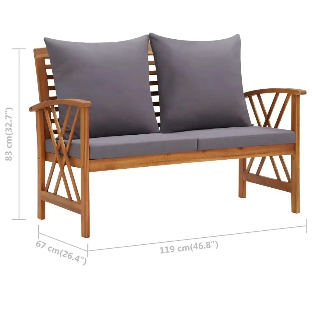 Garden Bench with Cushions 119 cm Solid Acacia Wood 310271