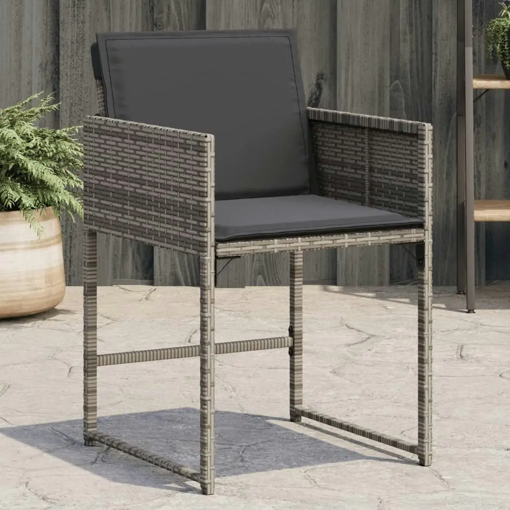 Garden Chairs with Cushions 4 pcs Grey Poly Rattan 365002