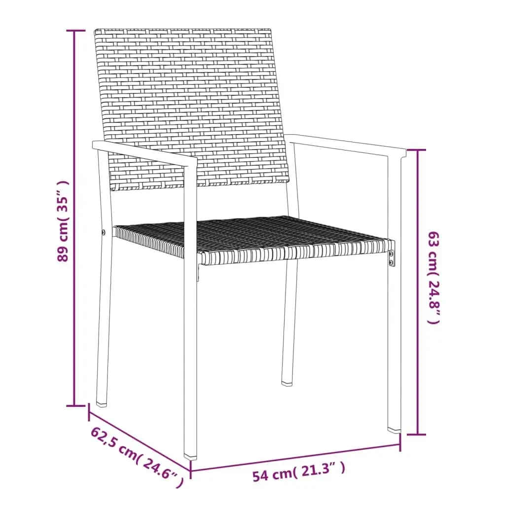 Garden Chairs 6 pcs Black 54x62.5x89 cm Poly Rattan 3187084