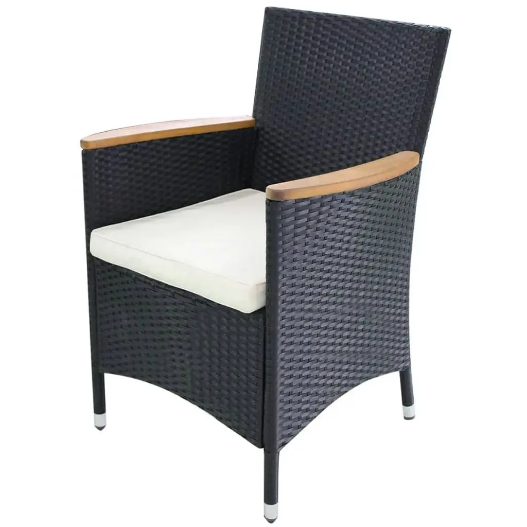 Garden Chairs 2 pcs with Cushions Poly Rattan Black 42572