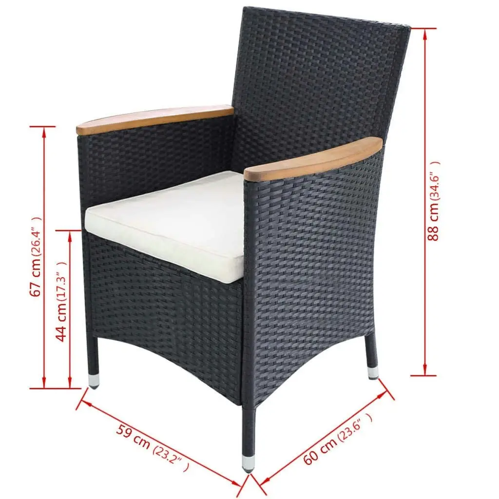 Garden Chairs 2 pcs with Cushions Poly Rattan Black 42572