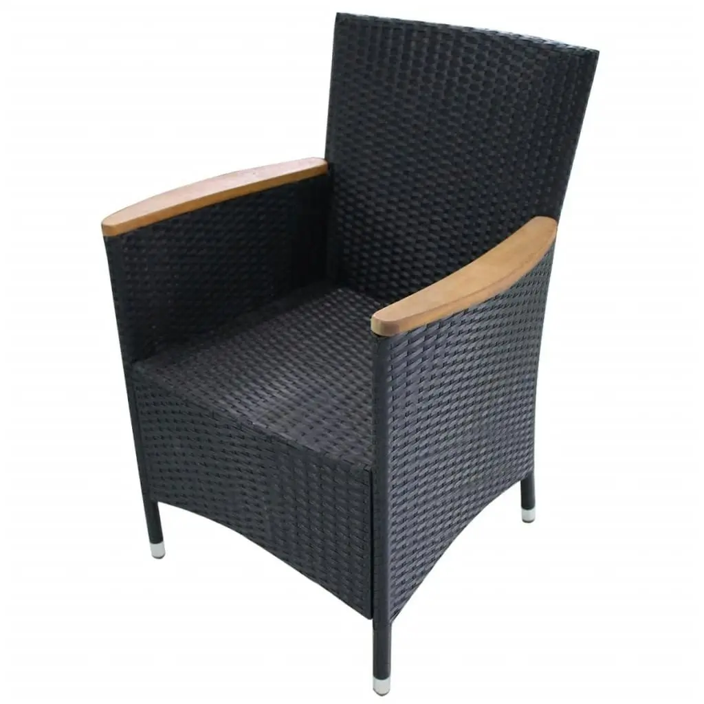 Garden Chairs 2 pcs with Cushions Poly Rattan Black 42572