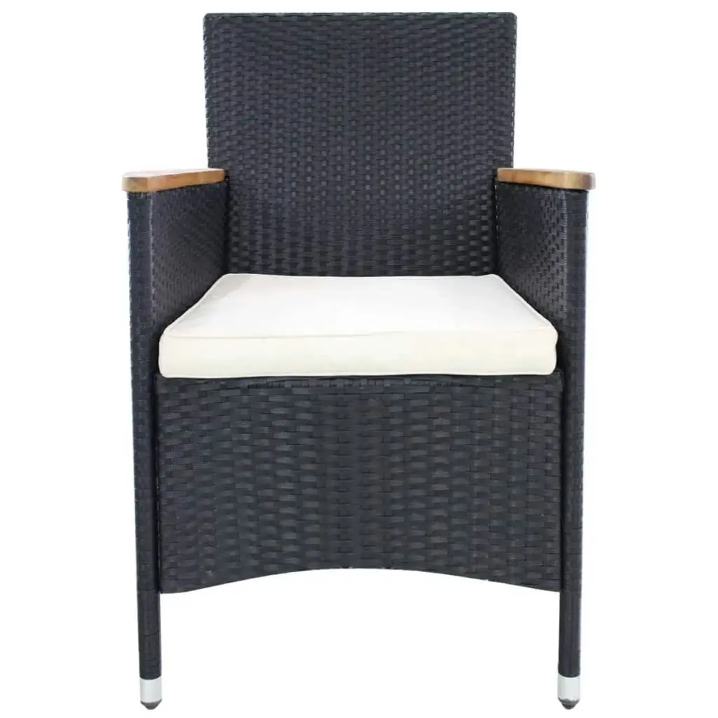 Garden Chairs 2 pcs with Cushions Poly Rattan Black 42572