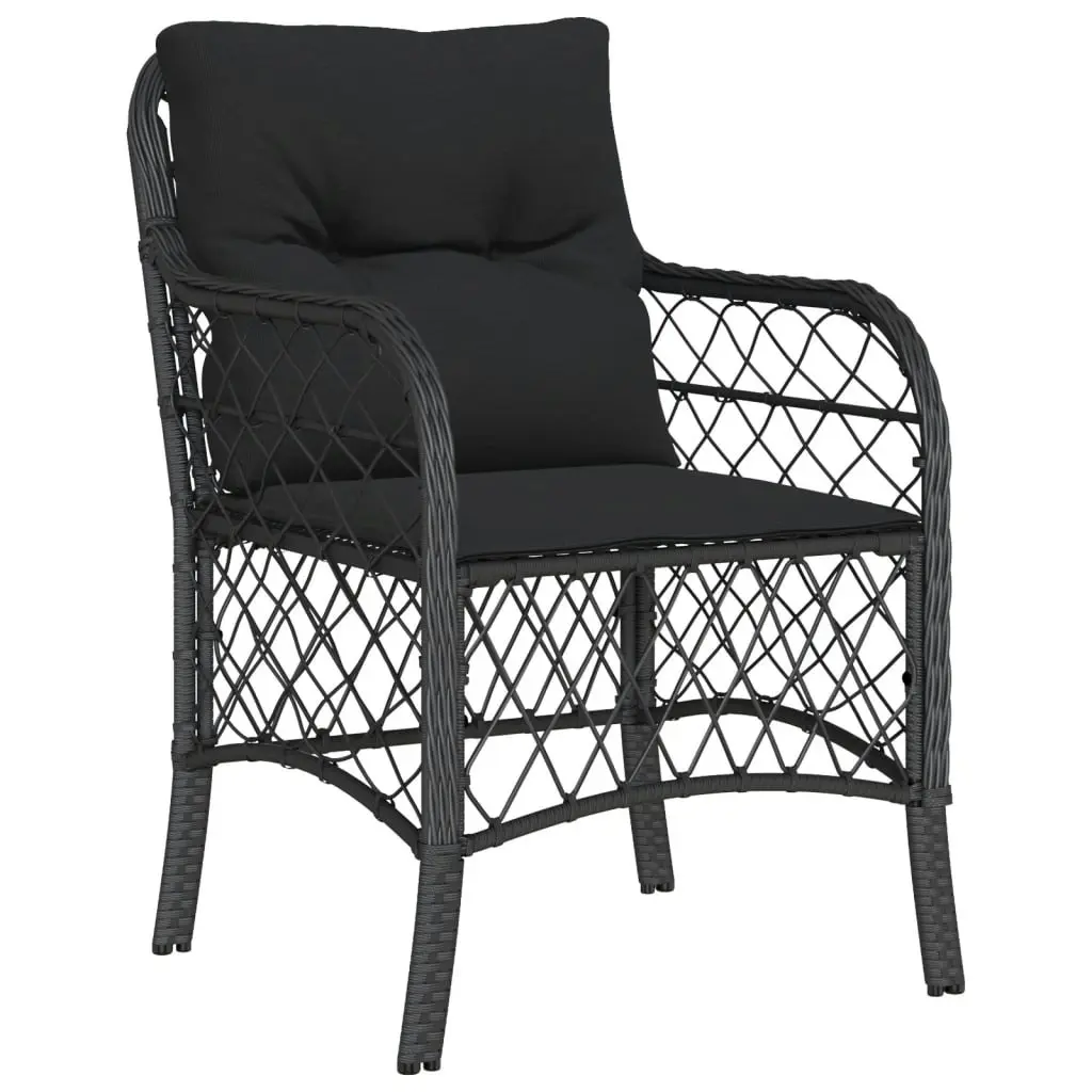 Garden Chairs with Cushions 2 pcs Black Poly Rattan 365153