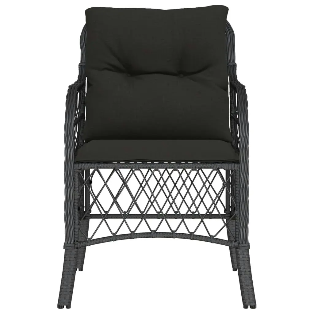 Garden Chairs with Cushions 2 pcs Black Poly Rattan 365153