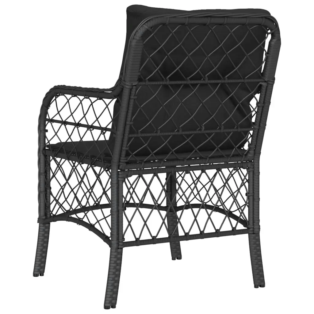 Garden Chairs with Cushions 2 pcs Black Poly Rattan 365153