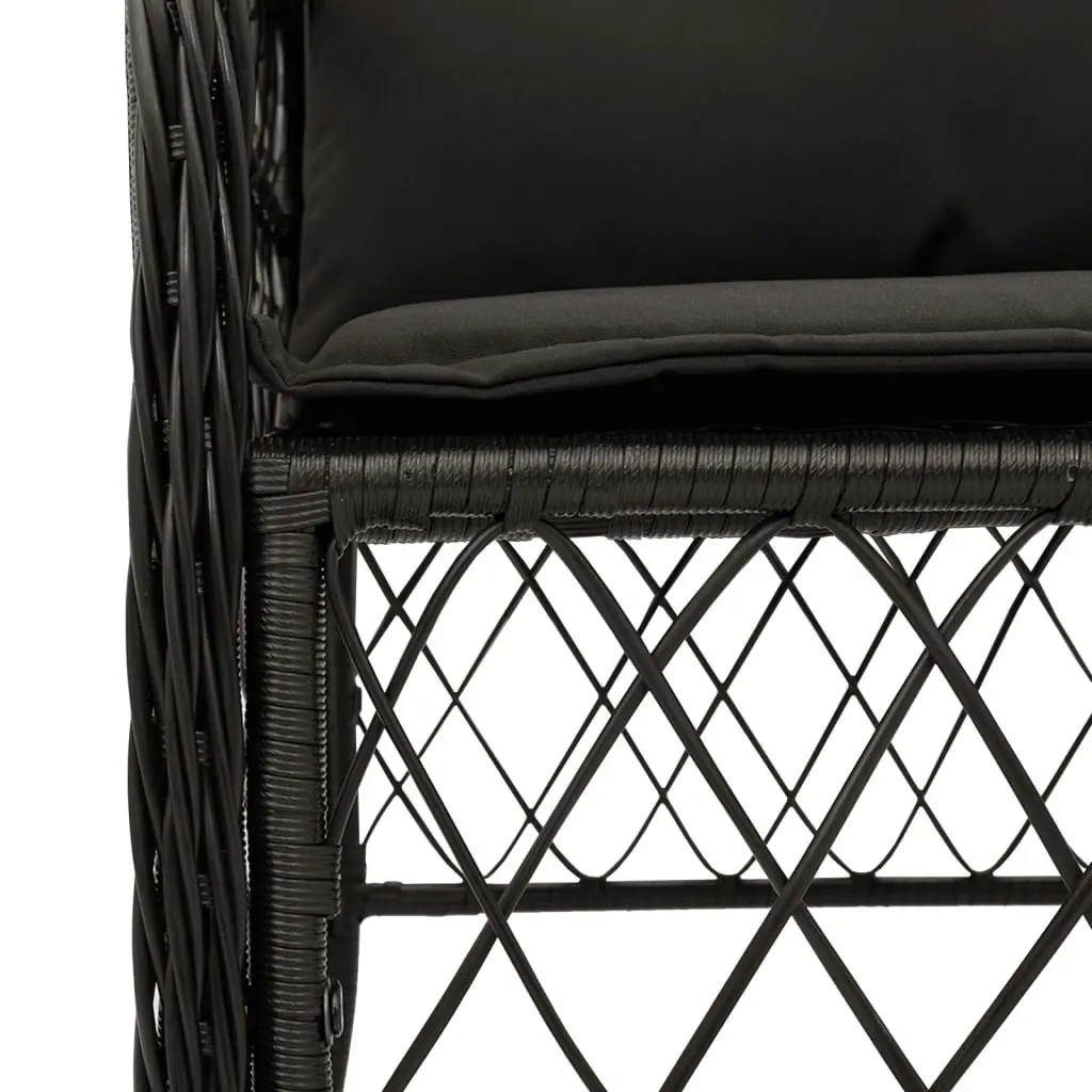 Garden Chairs with Cushions 2 pcs Black Poly Rattan 365153