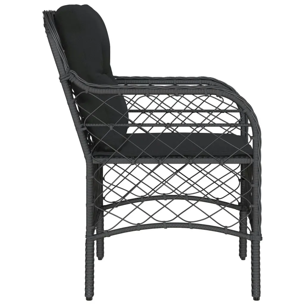 Garden Chairs with Cushions 2 pcs Black Poly Rattan 365153